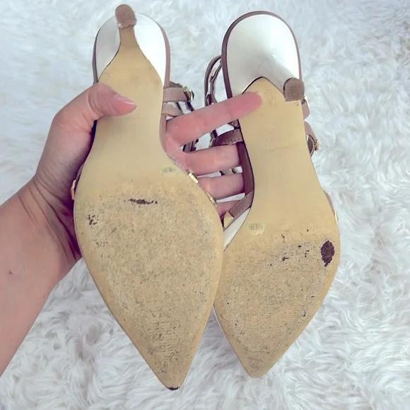 BCBGeneration White/Tan Pointed Toe Heels - Picture 6 of 6